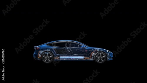 Electric car cutaway animation