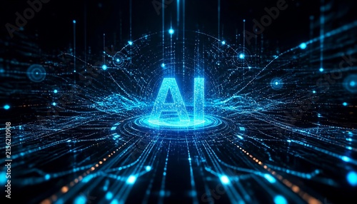 AI Technology Network with Digital Intelligence Background