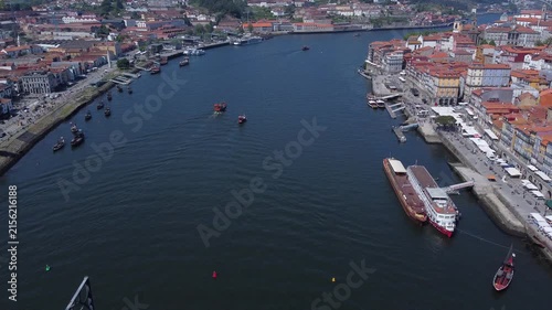 Porto, Portugal cityscape with the Douro River and historic bridges, featuring the Infante Bridge and Maria Pia Bridge, surrounded by traditional Portuguese architecture and scenic urban landscape.