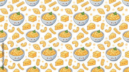 Cute Macaroni and Cheese Kawaii Pattern