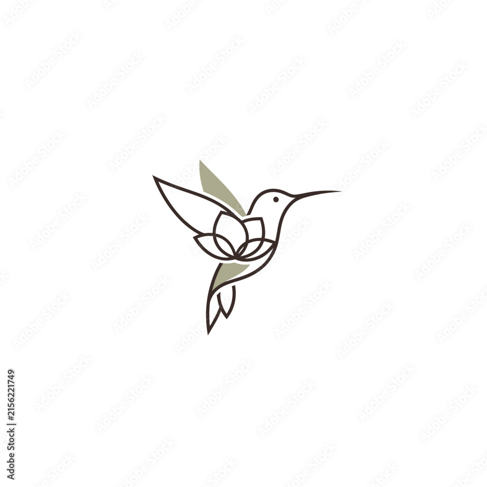 Naklejka premium Elegant Hummingbird and Flower Logo Design