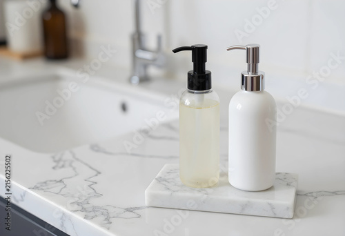 Two pump dispenser bottles,...