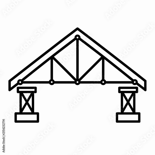 Fotografía Black and white truss bridge structural diagram.