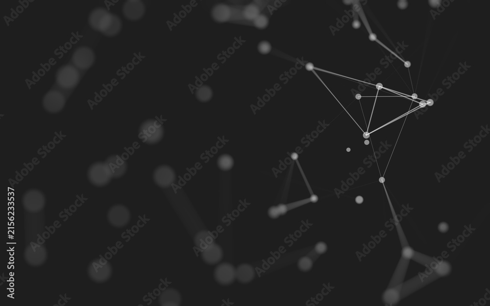 Fototapeta premium Abstract background. Molecules technology with polygonal shapes, connecting dots and lines. Connection structure. Big data visualization.