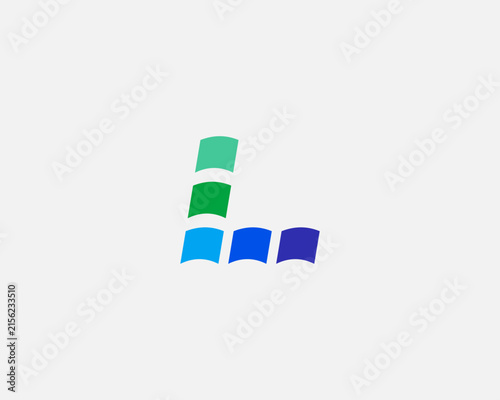 Abstract letter L pixel mosaic vector logo. Modern geometric initial logotype for tech, software, analytics and eco digital brands