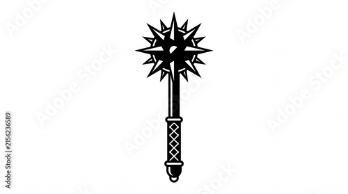 Medieval Spiked Mace Vector Illustration Featuring A Classic Bludgeoning Weapon Design For Historical Fantasy And Gaming Graphic Assets