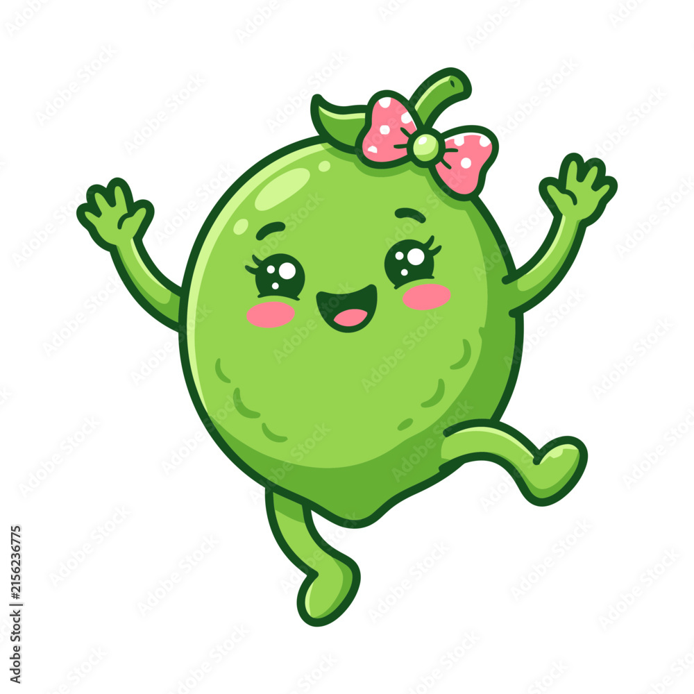 Fototapeta premium Funny Green Monster and Alien Cartoon Character, Cute Happy Frog-Like Creature Vector Illustration with Smiling Expression for Kids, Nature and Playful Comic Design