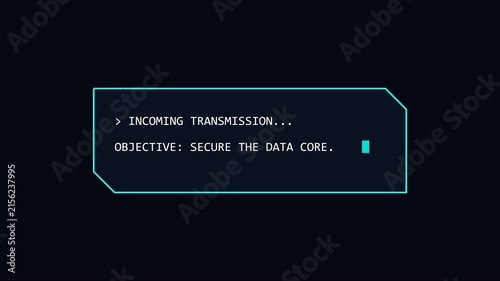 Incoming transmission secure the data core digital interface hud animation 4k