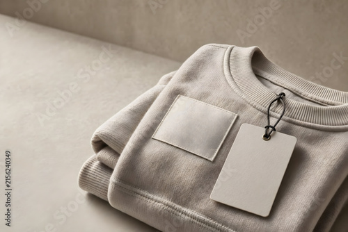  Luxury Clothing Label and Woven Tag Mockup on Folded Premium Garment