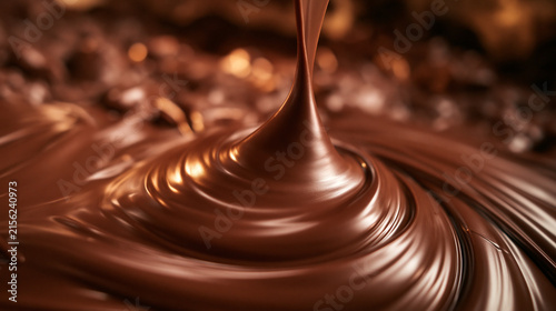 Melted Liquid Chocolate Swirl Pouring Close Up