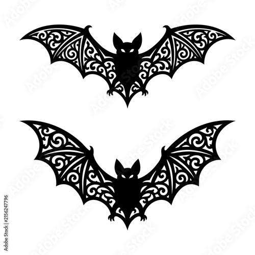 Ornate Tribal Bat Silhouette Floral Pattern Cut File Vector Design Illustration