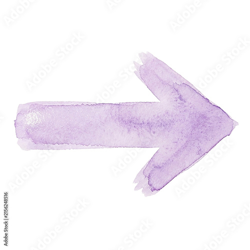 Purple watercolor arrow shape for directional graphic design and illustration.