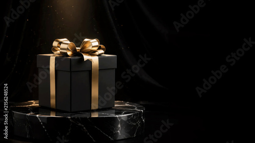 Luxury Black Gift Box with Golden Ribbon Bow