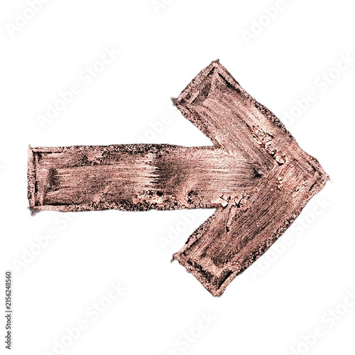 Rose gold arrow shape with brush stroke texture for artistic directional elements.