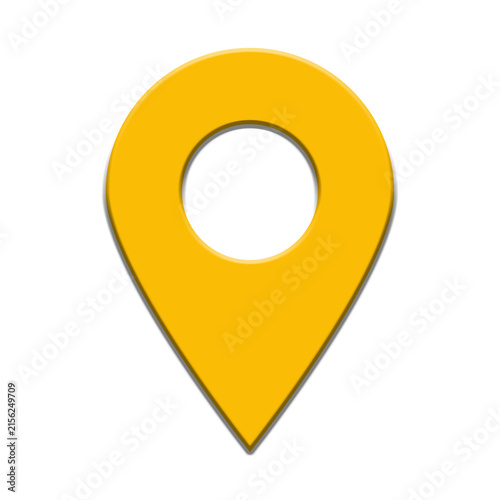 Yellow location pin map marker icon with a circular center and subtle white outline, isolated on a transparent background, for navigation maps address indicators location services and ui