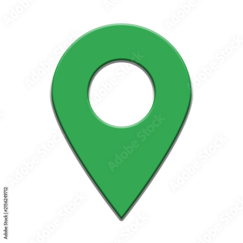 Simple green location pin map marker icon with a circular center and subtle white outline, isolated on a transparent background, navigation maps address indicators location services and ui designs