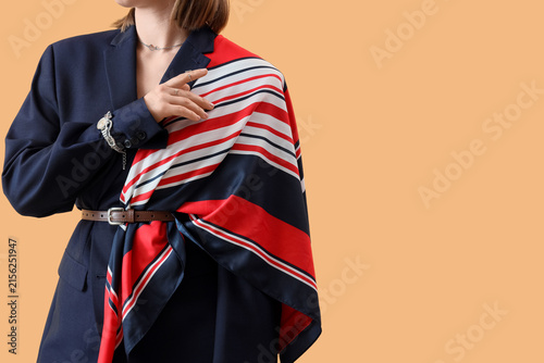 Stylish woman in a navy blu...