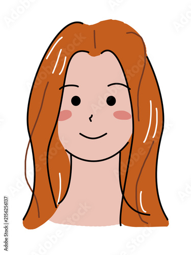 ロングヘアの女性の顔イラスト
