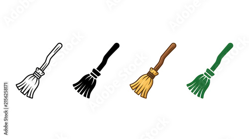 Four colorful broomsticks illustration