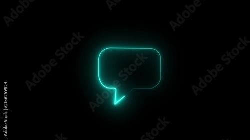 Glowing neon color message box icon conversation notice message icon animation. Neon text message icon. Glowing neon light massage icon animation. Animated neon line massage icon with massage icon.4k