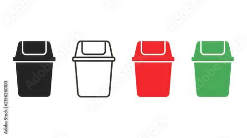Four colored recycling bins icons