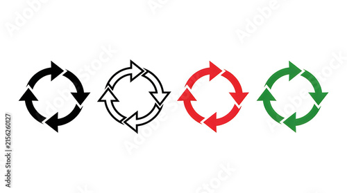 Four circular arrow icons in different colors