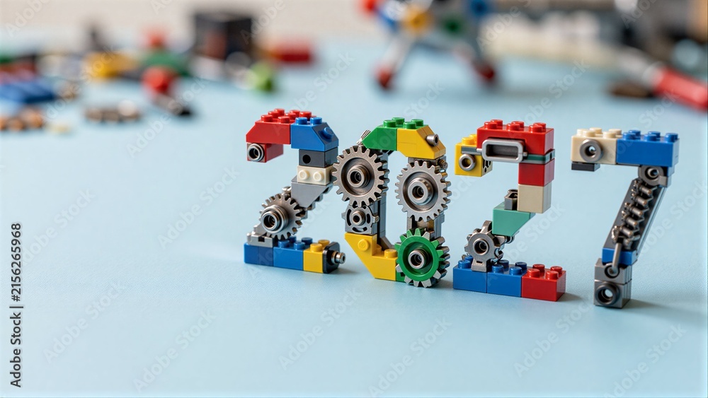 Naklejka premium Colorful LEGO bricks form the number 