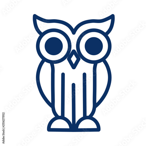 Fotografía Blue owl line art mascot icon cute wise bird png illustration