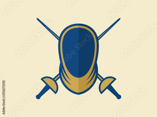 Принти на полотні Fencing Mask and Crossed Epee Emblem