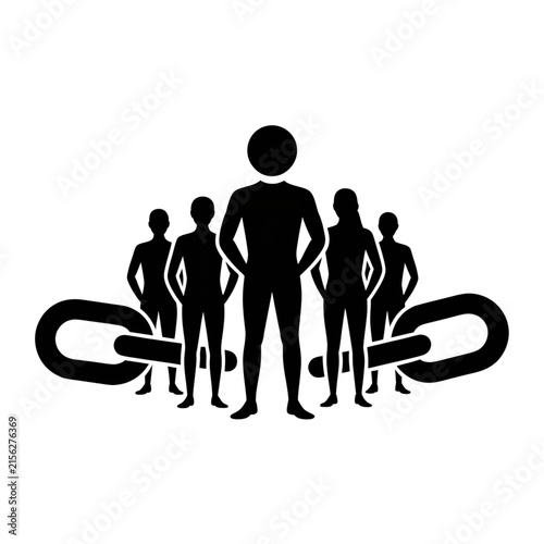 Businesspeople Standing in a Group with a Leader in the Center