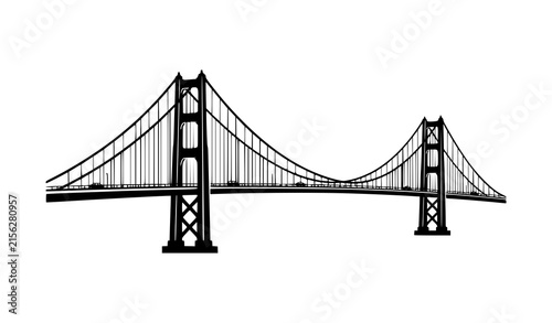 Golden Gate Bridge Silhouette Vector Illustration, Black San Francisco Landmark Isolated on White Background
SEO Keywords (কমা