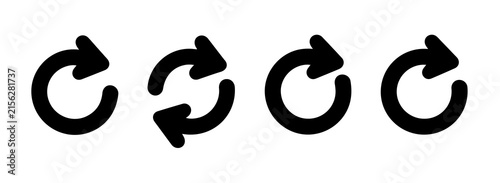Obraz na płótnie Circular refresh arrows set featuring rotation symbols for loading update and interface synchronization tasks.
