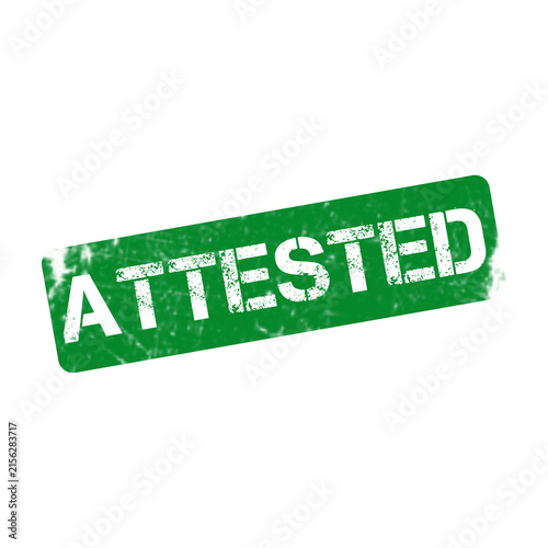 Cuadro en lienzo Attested green rubber stamp, distressed grunge verification mark, certified docu