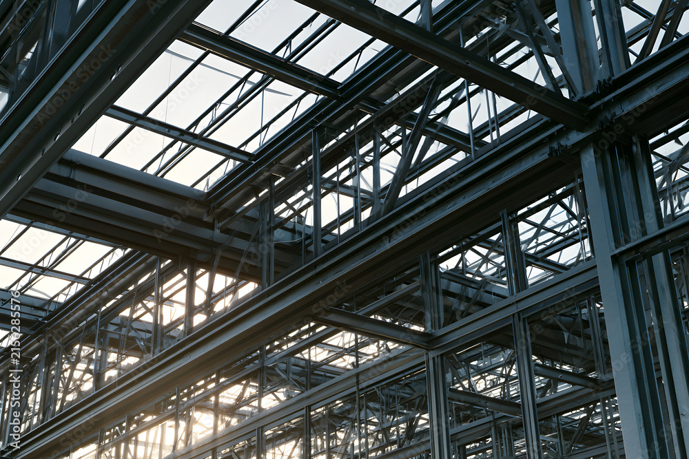 Fototapeta premium The industrial building's steel structure.