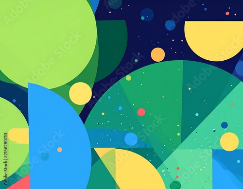Abstract geometric pattern with colorful overlapping shapes.