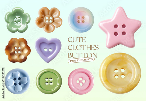 Colorful Buttons In Various Shapes Design Set