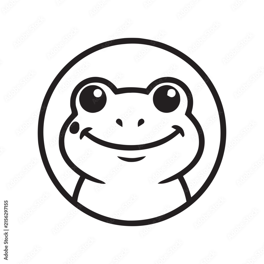 Fototapeta premium Cute frog face head icon black and white vector