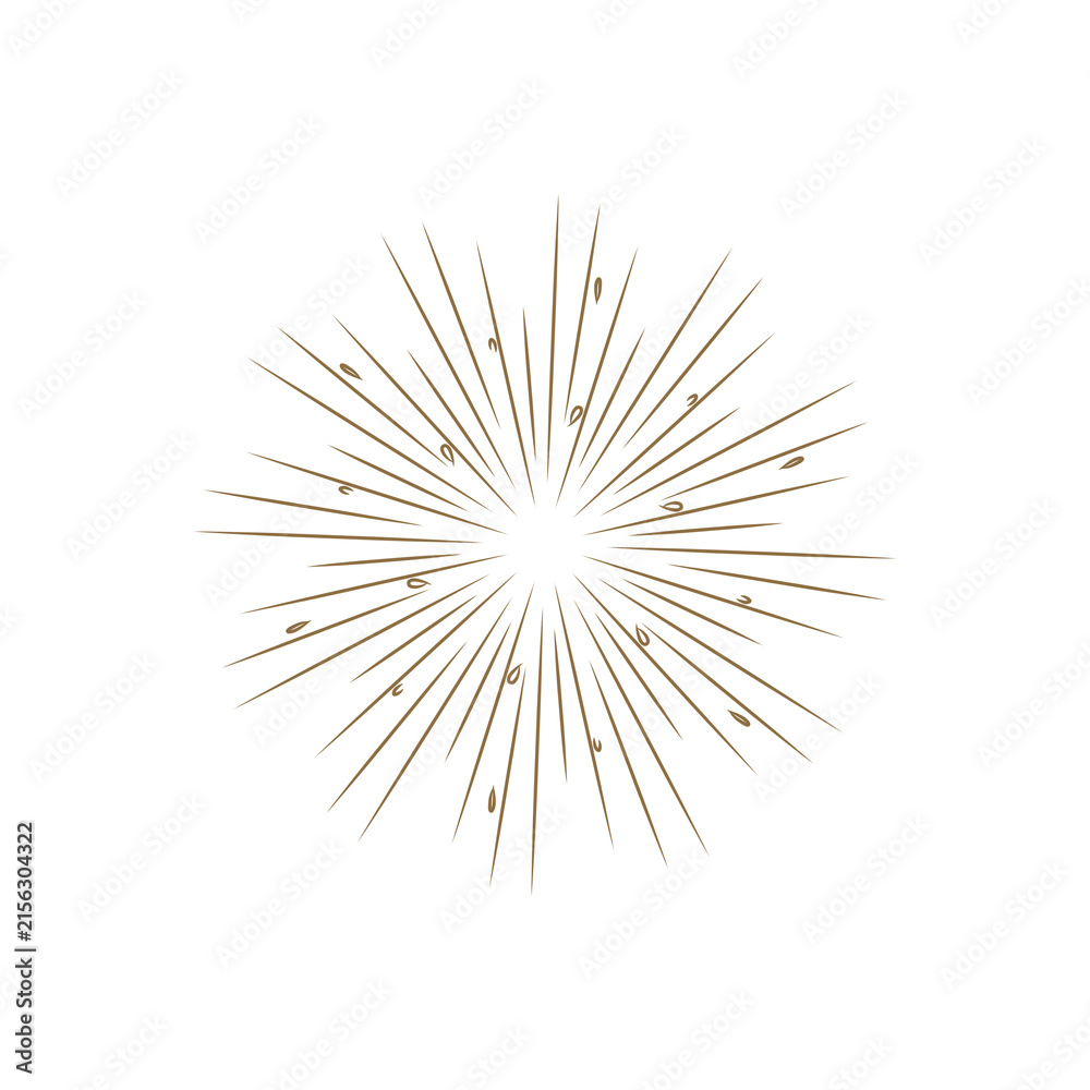 Obraz premium Vintage Gold Sunburst Radiant Starburst on Black Background