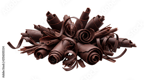 Foto Chocolate curls and shavings arrangement png isolated on transparent background