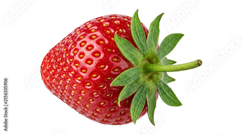 Foto Close-up of a ripe strawberry with green png isolated on transparent background