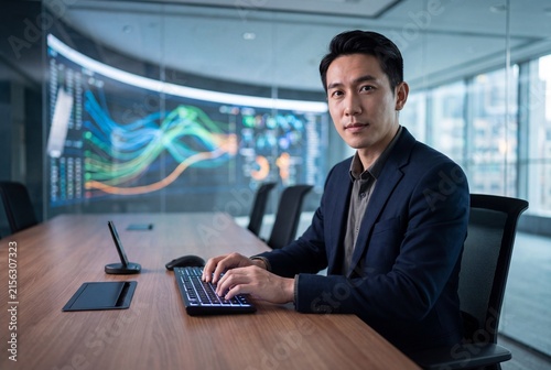 Professional Cybersecurity Expert Performing AI Red Teaming in Modern Office