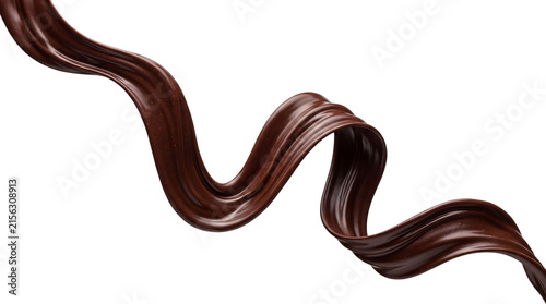 Фотография Flowing ribbon of dark chocolate on png isolated on transparent background