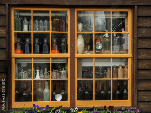 Window Full Of Antique Bottles