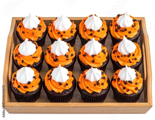 Rich Dark Chocolate Cupcakes Decorated For Halloween Party