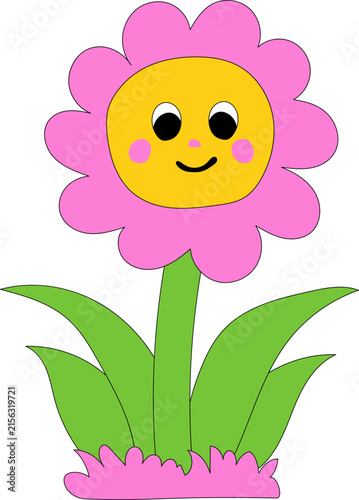Cute Smiling Pink Flower Illustration
