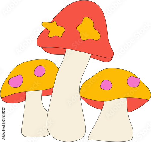 Retro Groovy Mushroom Illustration