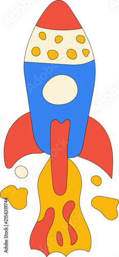 Colorful Hand Drawn Rocket Ship Illustration