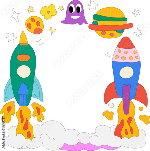 Colorful Space Themed Illustration Frame