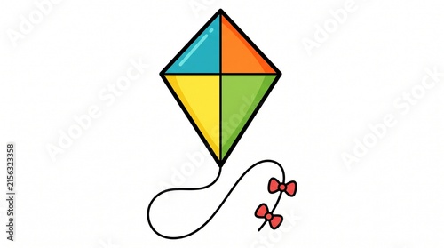 Colorful diamond kite illustration isolated on white background