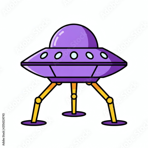 Purple UFO Flying Saucer Vector Illustration